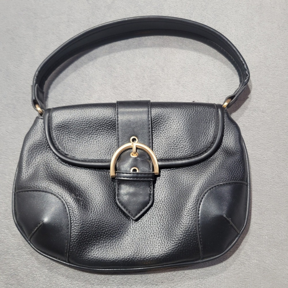 Shoulder‎ Bag Womens Small Black Pebbled Buckle Classic Minimalist Chic Hobo Bag